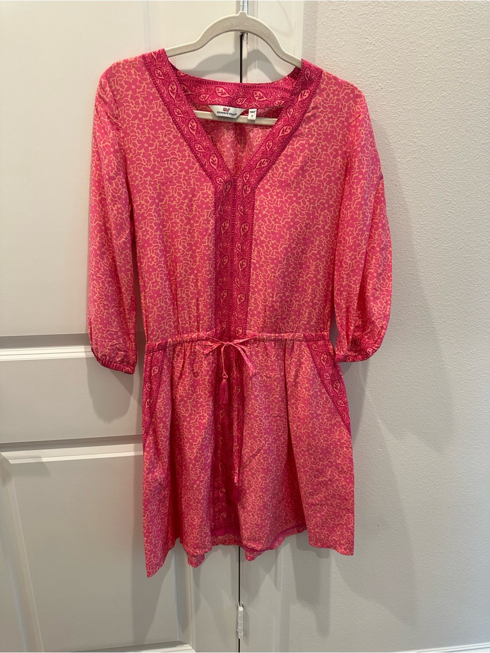 Roller Rabbit Pink Printed V-Neck Tunic